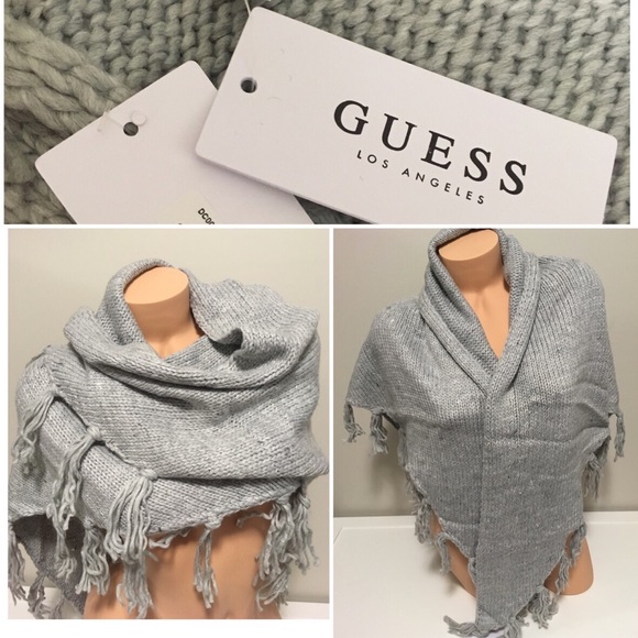 Guess Tops - 🆕GUESS - GREY FRINGE TRIANGLE SCARF / SHAWL - NWT